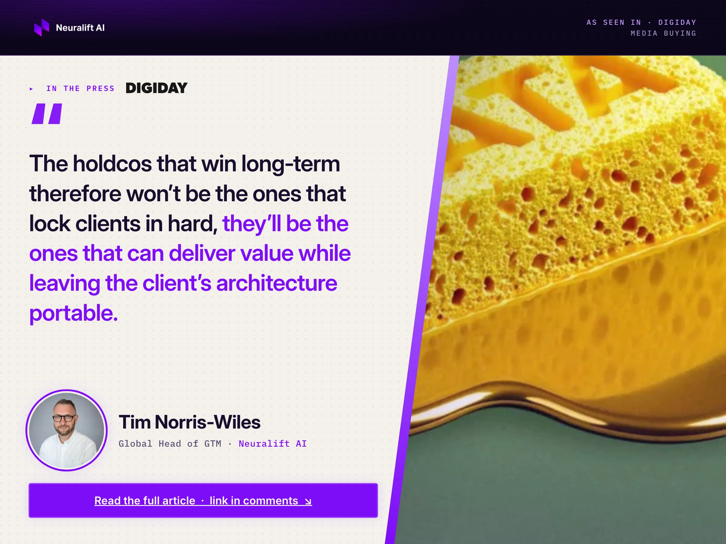 Tim Norris-Wiles quoted in Digiday on Coca-Cola's global agency review and the rising importance of holding company data products